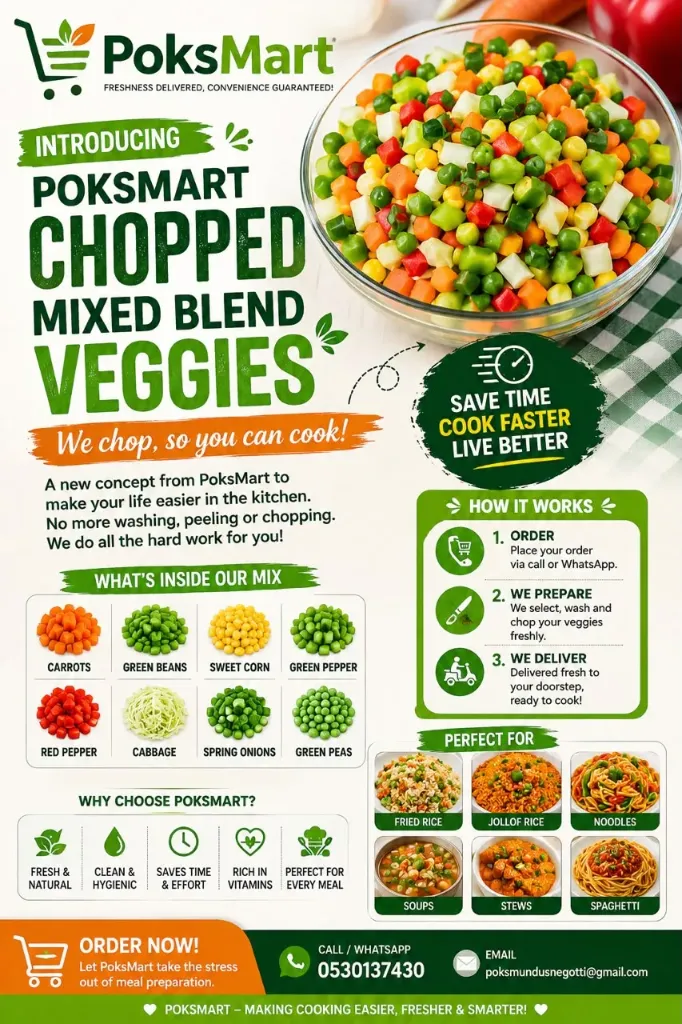 PoksMart Fresh Chopped Vegetables 🥕🥬🫑