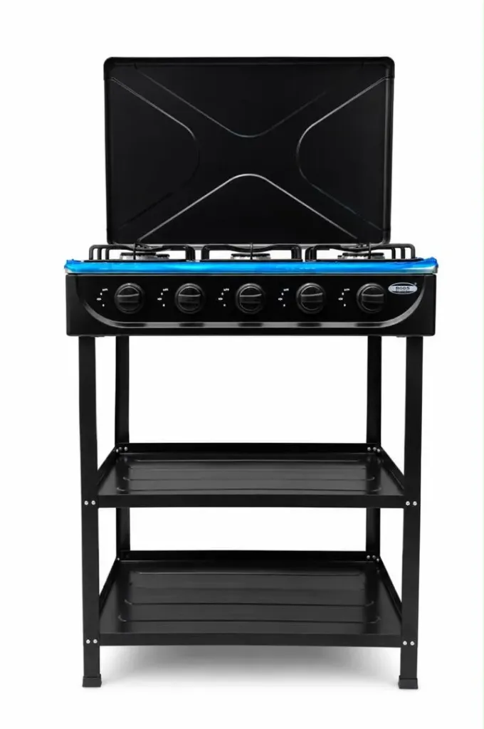 -Burner Gas Cooker with Storage Stand